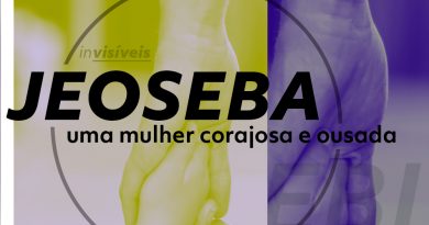 Imagem da mão de uma mulher segurando a mão de uma pessoa. No centro da imagem está escrito: Jeoseba: uma mulher corajosa e ousada